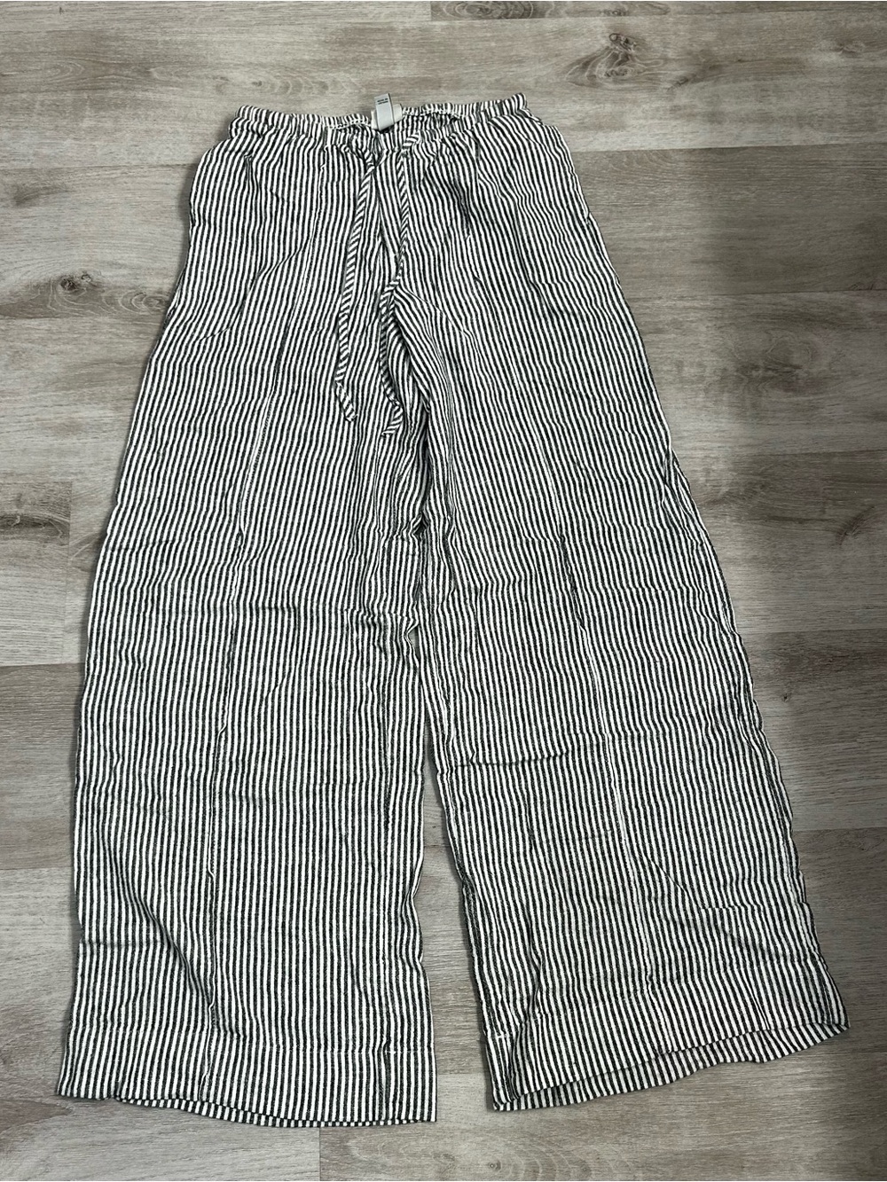 A new day XS fit oversized casual Striped Wide-Leg Pull-On Pants linen